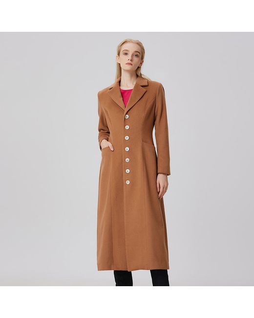 Smart and Joy Brown Long Tailor Woolen Coat
