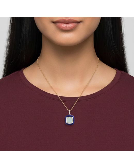 Artisan Blue 14K Lapis & Amethyst Diamond Halo Pendant