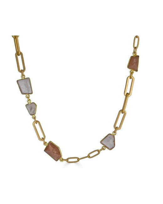 Loni Paul Jewelry Metallic Peach Moonstone & Rose Quartz Crystal Necklace
