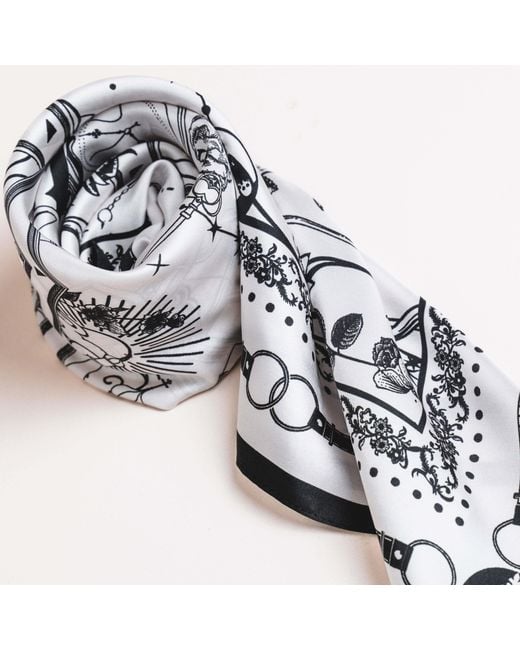 Silk and Bears Blue Monochrome Nautical 100% Mulberry Silk Twill Scarf — Hand-Rolled Hem