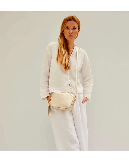 Apatchy London Natural The Tassel Leather Crossbody Bag