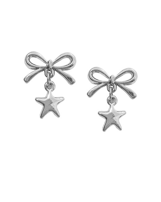 Maison De Gala Metallic Bow & Star Charm Drop Earrings