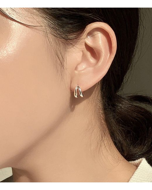Cote Cache Metallic Mini Double Line Huggie Hoop Earrings