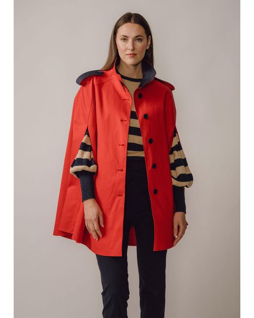 BEIRA Red Nadia Waterproof Cape With Contrast