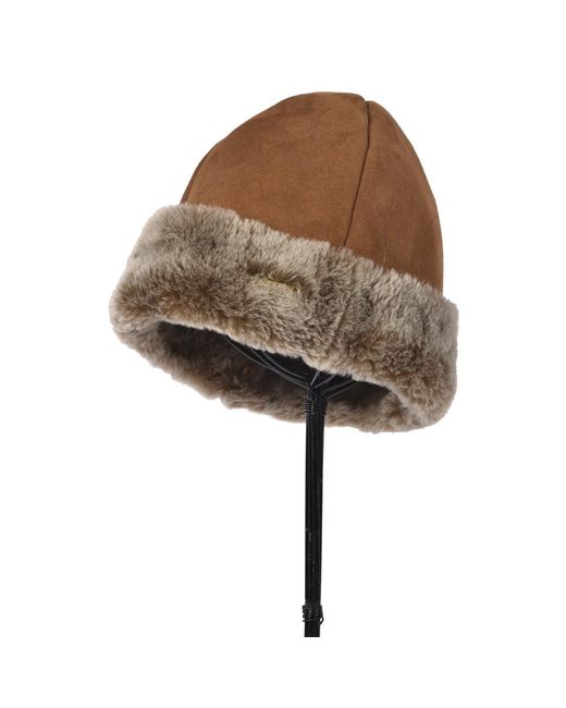 Owen Barry Brown Sheepskin Beanie Hat Ottoman Tan Deane By