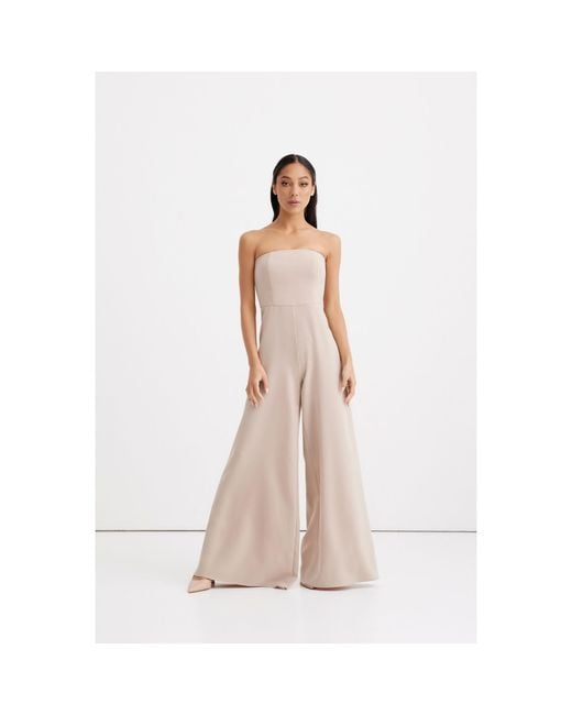 Nomi Fame Natural Neutrals Sarah Nude Palazzo Pant Corset Jumpsuit