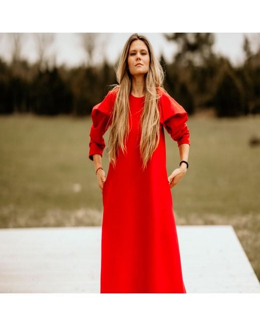 Nola Red Lily Midi Dress