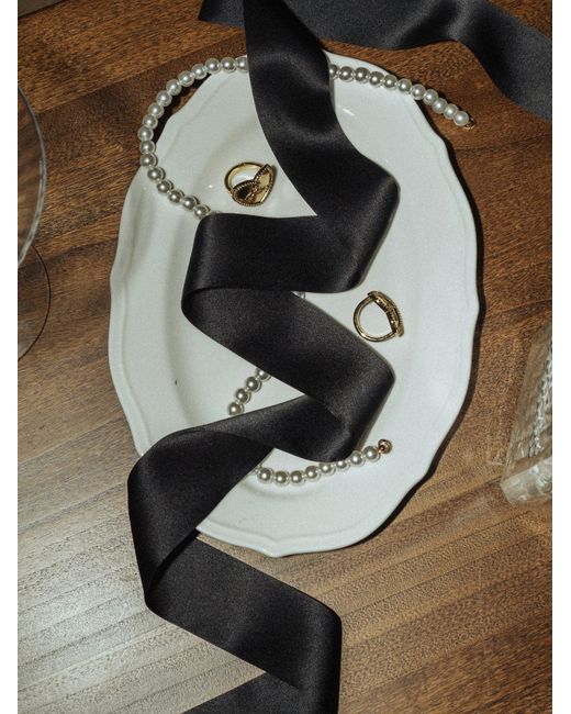 Lost Pattern Black La Collectionneuse Silk Ribbon Scarf