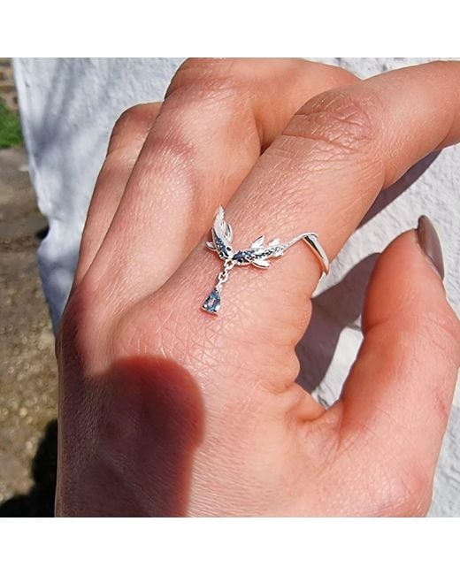 NASI SILVER Metallic Two Wishes Wishbone Ring- Topaz