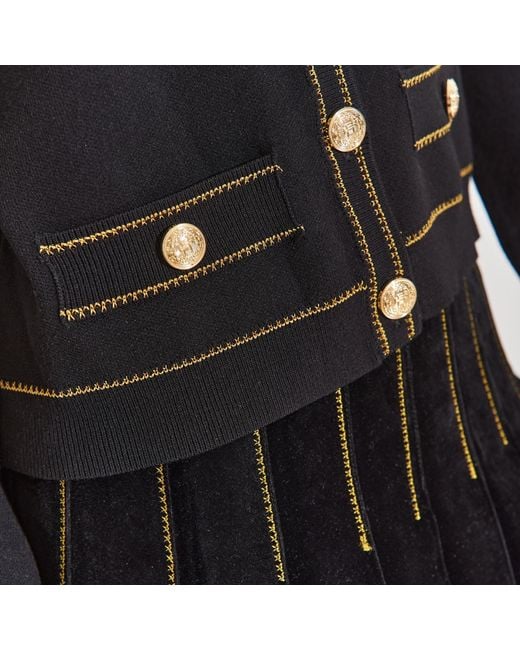 Roch Perel Blue Stitching Trim Collared Cardigan