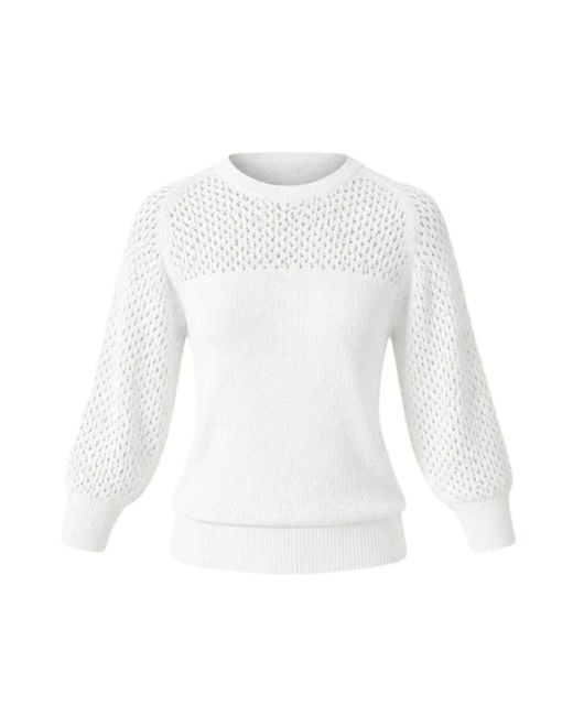 SACHA DRAKE White Three Quarter Sleeve Ripple Knit Top