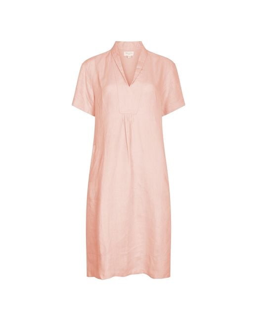 NoLoGo-chic Pink Elodie Short Sleeve Midi Dress Linen
