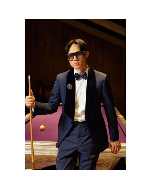 DAVID WEJ Blue Alfredo Dress Single Breasted Velvet Shawl Lapel Tuxedo – for men