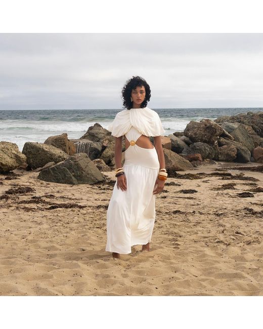 Concepto White Solea Summer Dress With Cape