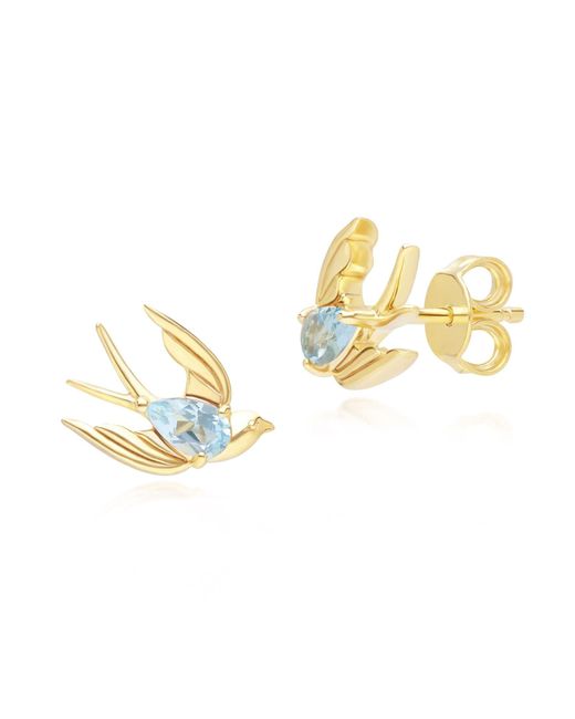 Gemondo Metallic Ecfew Creator Topaz Hummingbird Stud Earrings In Gold Plated Sterling Silver