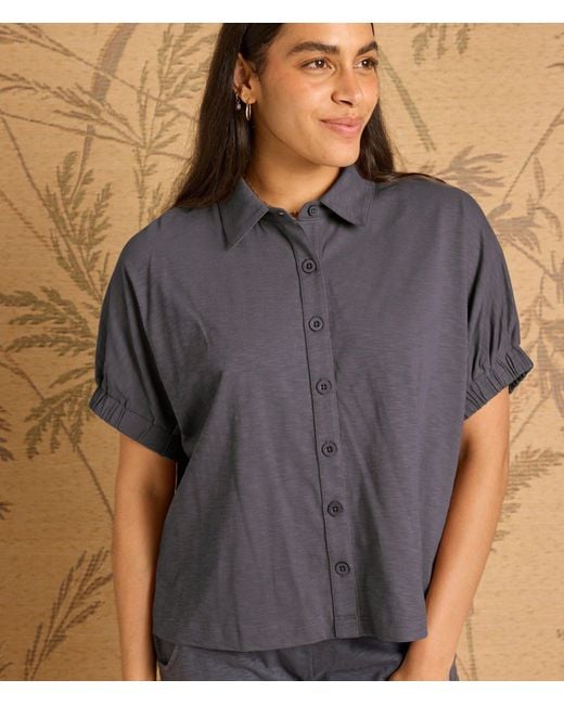 Known Supply Gray Short Sleeve Button Up Tee