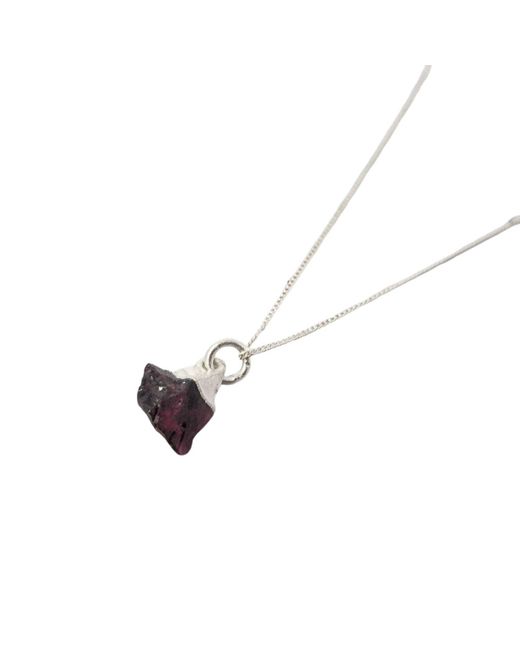 Harfi Metallic Sterling Raw Garnet January Birthstone Crystal Necklace
