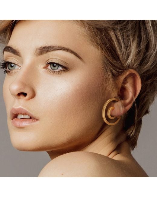 Meulien Metallic Unique Open Hoop And Huggie Earrings