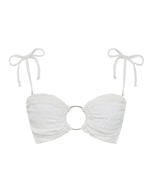 Montce White Seychelles Tori Ties Bandeau Bikini Top
