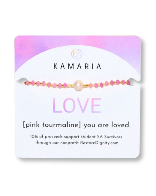 KAMARIA White Lumira Mini Pearl & Gemstone Adjustable Bracelet With Miyuki Beads