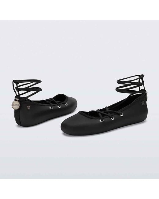 Melissa Black Beta Ankle Strap Ballet Flat