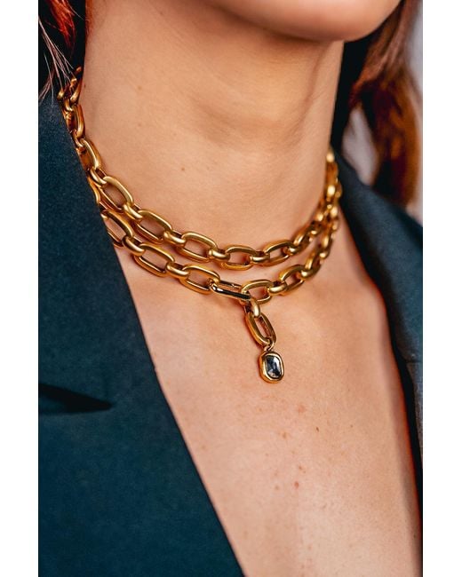 Loni Paul Jewelry Metallic Chunky Lariat With Crystal Pendant