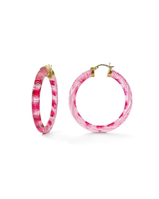Gold & Honey Pink Stripe Hoop Earrings