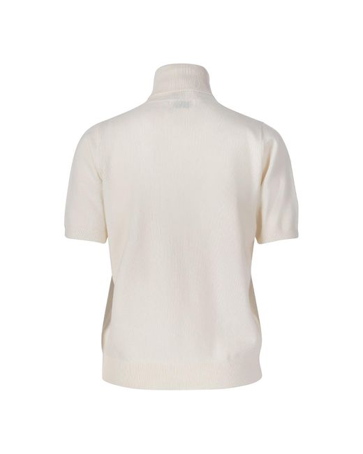 tirillm White Alexa Short Sleeve Turtle Pullover