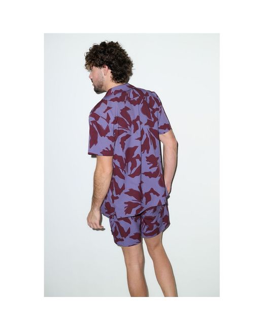 Playaluxe Purple Saint Tropez Cabana Shirt Burgundy Lilac for men