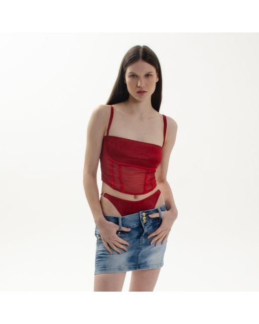 Ekcentrik Red Luscious Excess Semi-Sheer Top