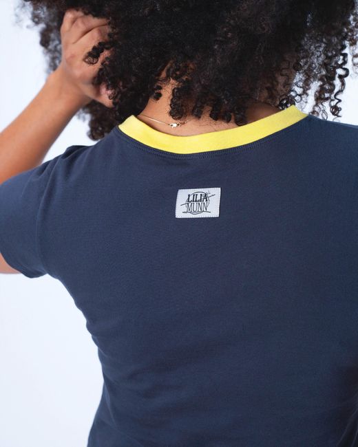 Lilia Munn Blue Cropped Graphic Tee – Organic Cotton