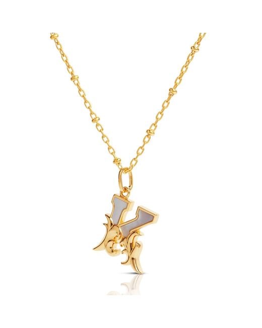Kasun Metallic Plated K Initial Necklace With Mother Of Pearl