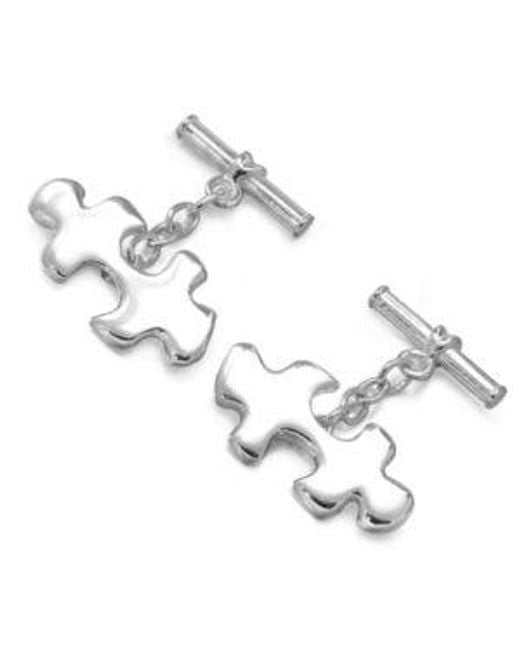 Lucy Quartermaine Metallic Jigsaw Cufflinks for men