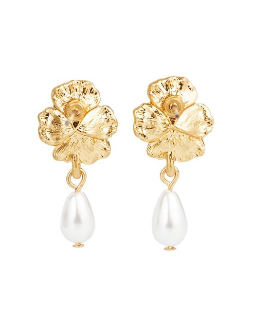 Fable England Metallic Pansy Pearl Earrings & Pansy & Pearl Collector Charm Bracelet Set
