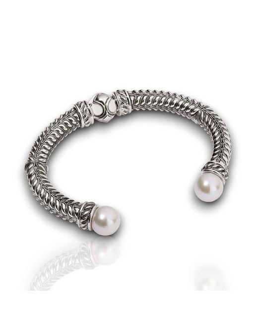 Daneila Léon Metallic Sterling Freshwater Pearl & Ivory-Colored Enamel Cuff