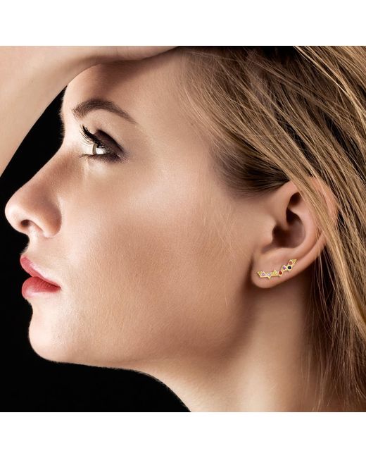 Artisan Metallic Multi-Color Sapphire Geometric Ear Climber Earrings