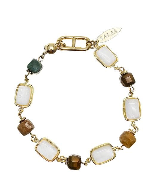 Farra Metallic Tiger Eye Stone With Moonstone Bracelet
