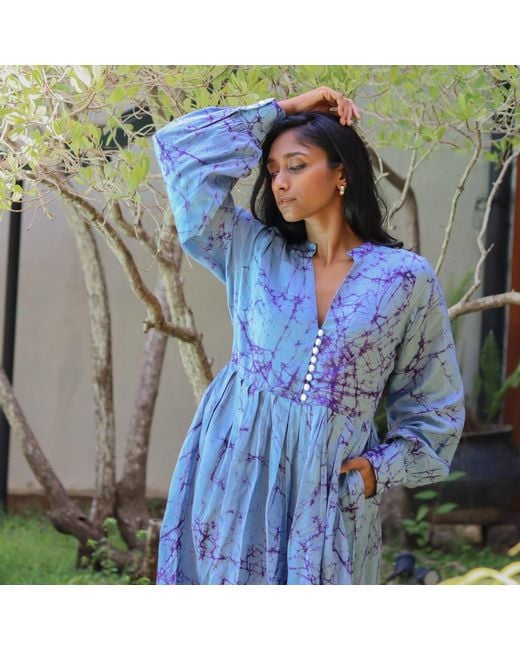 Celeste Mendis Blue Midnight Bloom Dress