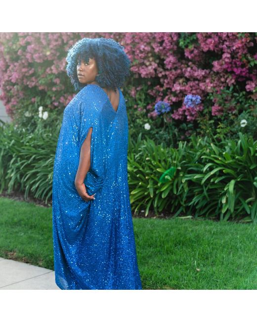 Jennafer Grace Blue Royal Sequin Caftan