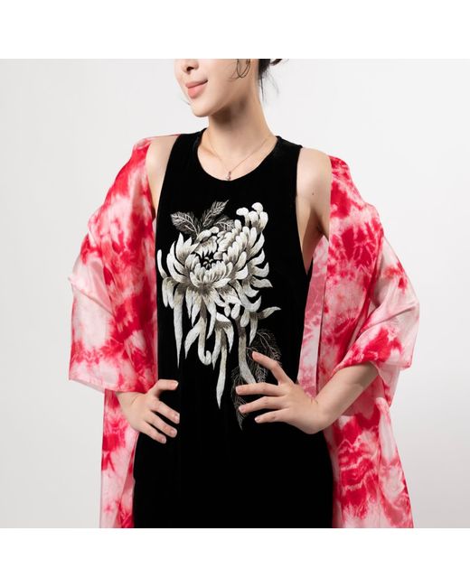Silk and Bears Pink Crimson Bloom Shibori Silk Shawl – Hand-Dyed Mulberry Silk Wrap