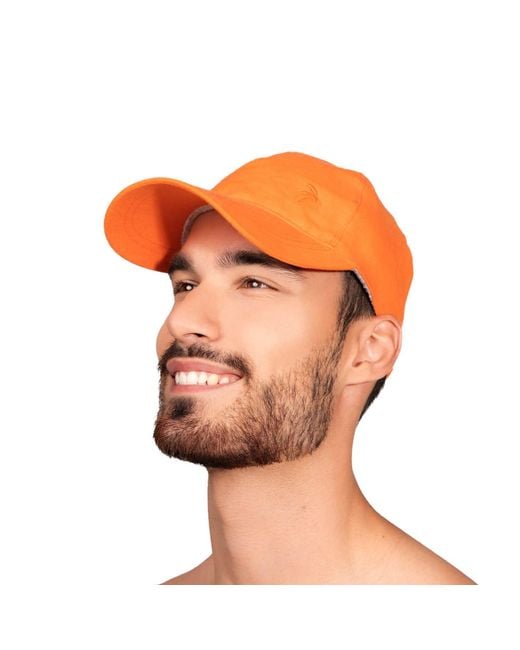 Maison Tangerine Orange Linen Baseball Hat Tangerine