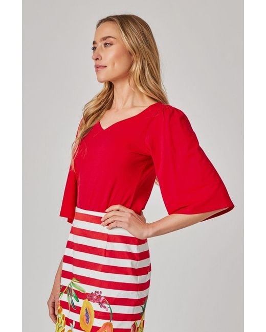 Marianna Déri Red Sweetheart Neckline Top