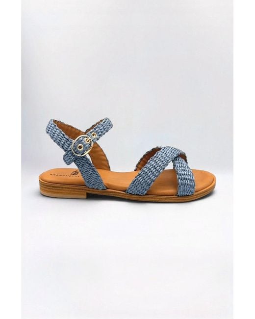 Franchetti Bond Blue Alicia Italian Raffia Denim