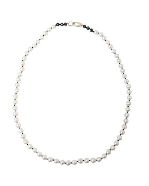Rahul's Jewels Metallic 18 Cultured Pearl Necklace -14 Karat With Genuine Diamond