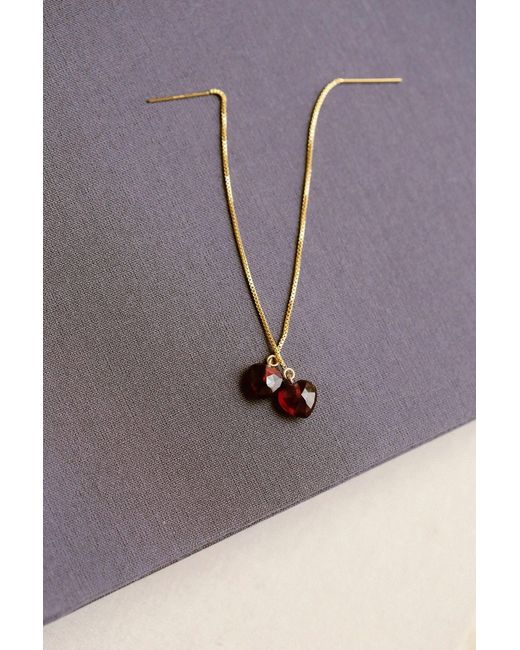 Katy Faye Multicolor Louise Garnet Heart Threader Earrings
