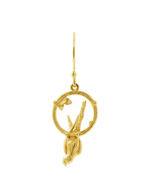 Lee Renee Metallic Parakeet Earring – Small, Upside Down