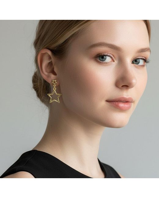 Maison De Gala Metallic Twin-Star Link Drop Earrings