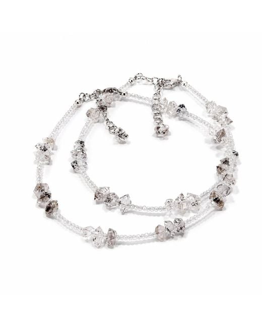 Mineralgems•Studio Metallic Neutrals Quartz Anklet With Herkimer Diamonds