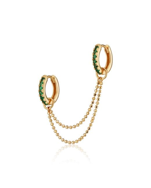 Scream Pretty Metallic Emerald Double Chain Huggie Earring