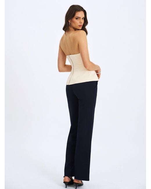 Miss Circle New York White Yani Ivory Asymmetrical Lapel Sleeveless Peplum Top